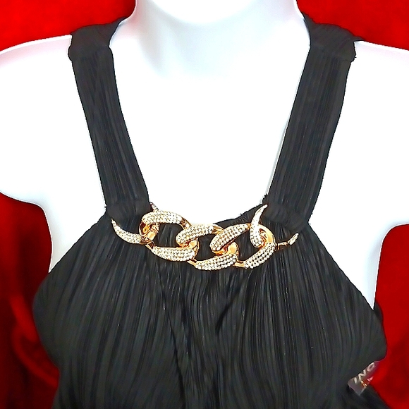 NWT🎁FREE GIFT INCLUDED Raffle Double-Layer Gold Crystal Chain Necklace Blouse - Picture 5 of 17
